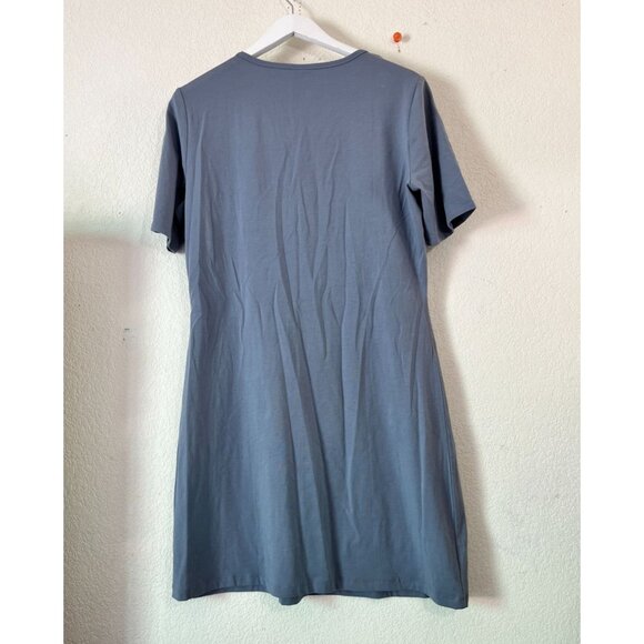 Lole Womens XL Short Sleeve V-Neck Wrap-Style Shift Dress Slate Blue Casual - Picture 4 of 10